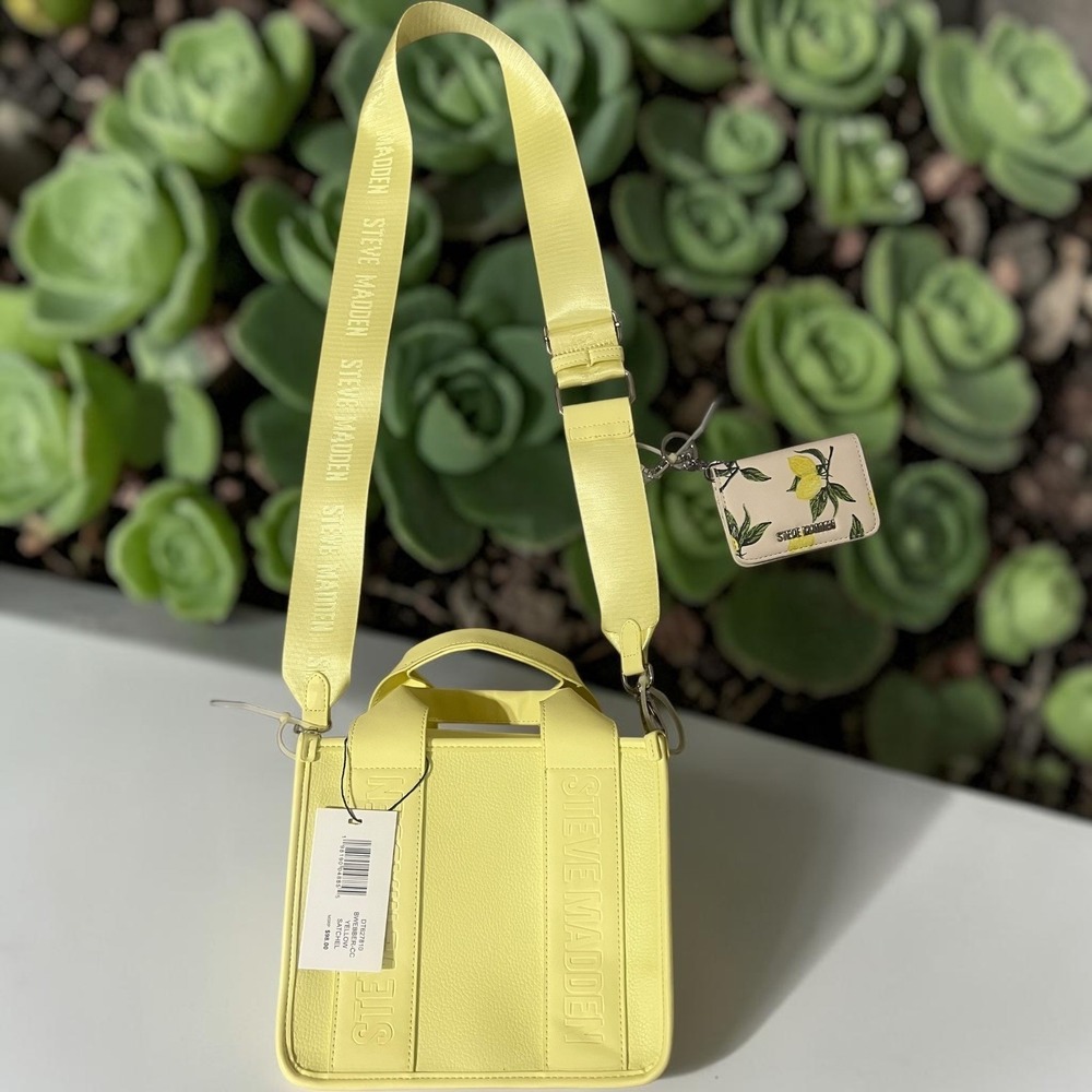 Steve Madden Satchel Women's Yellow Crossbody w/Lemon Pouch BWEBBER-CC Medium - Picture 3 of 11
